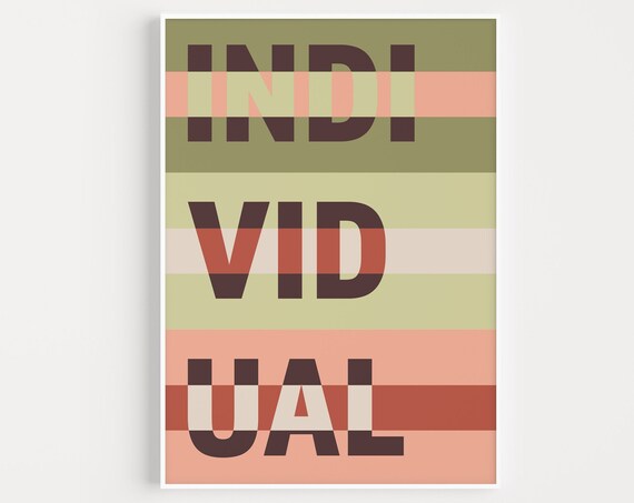 Individual Typography Poster Colorful Block Letters Modern Graphic Art