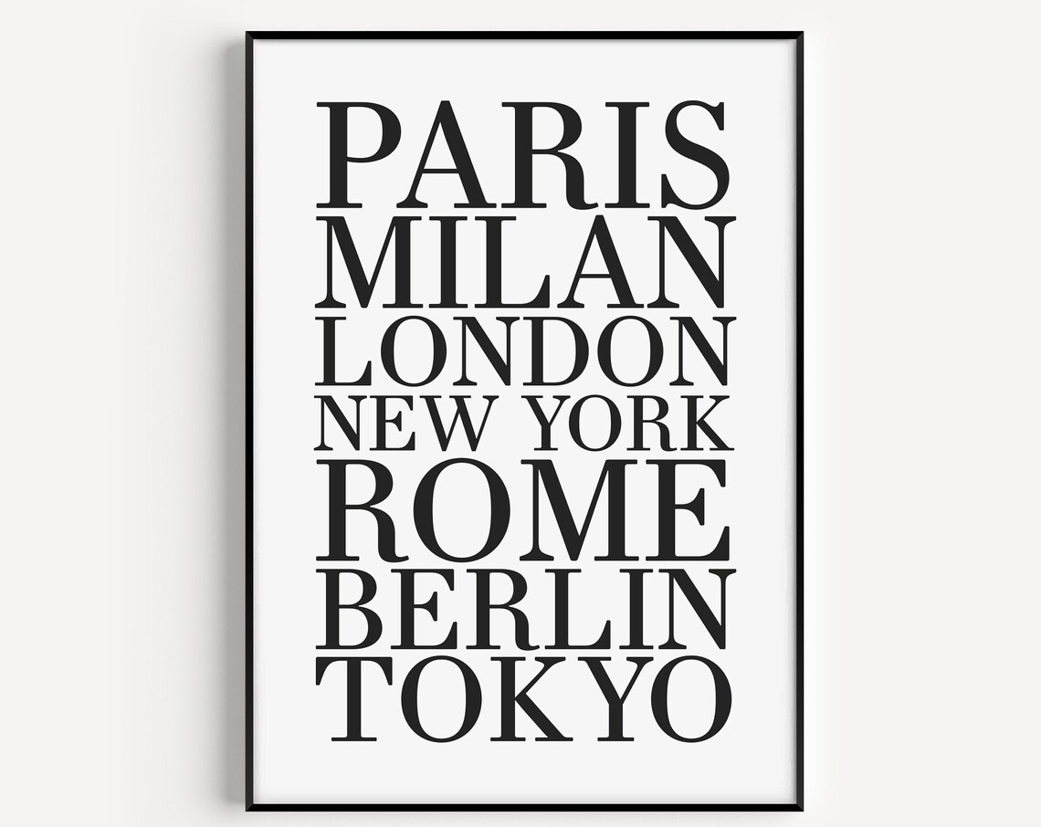 Typography Poster Print, Minimalist New York London