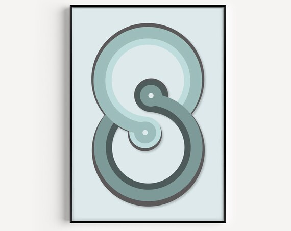 Sage Green Swirl Minimalist Abstract Geometric Wall Art Decor