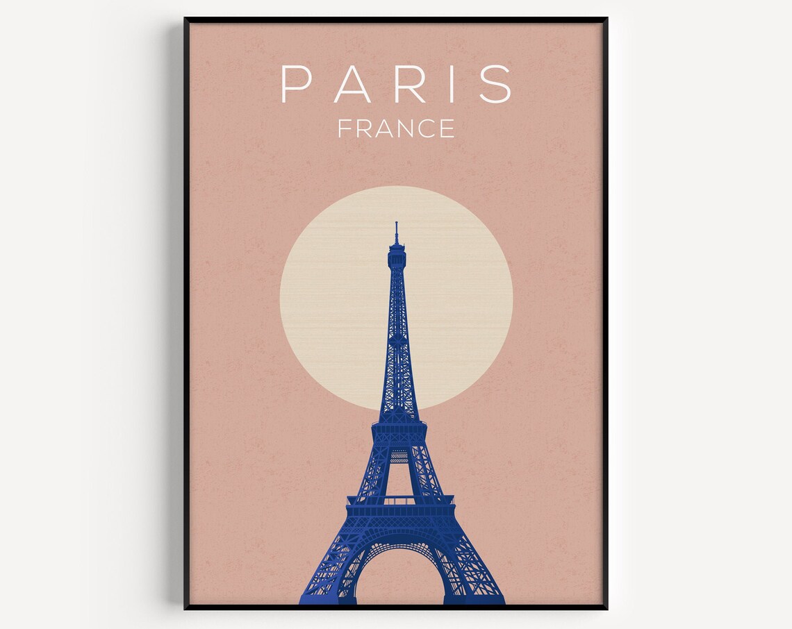 Paris Travel Poster, Eiffel Tower Wall Art