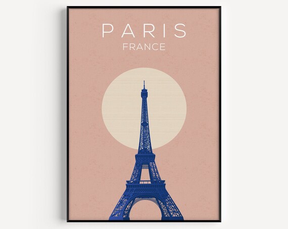Paris Travel Poster, Eiffel Tower Wall Art