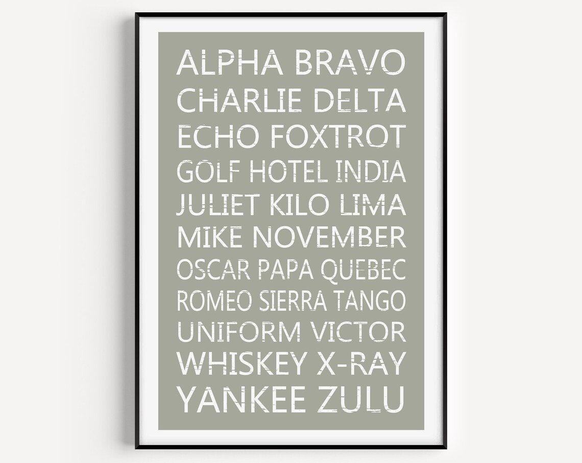 Phonetic Alphabet Wall Art Print, Minimalist