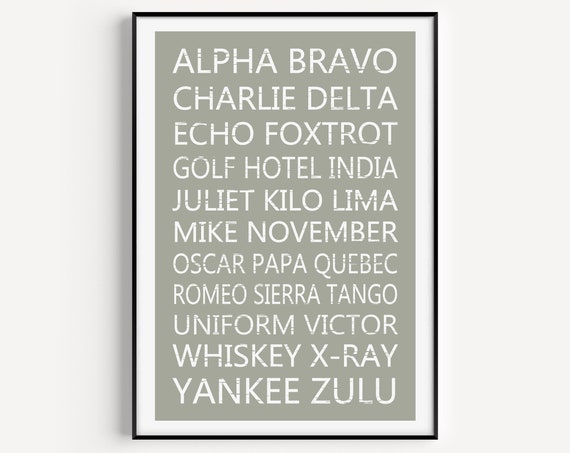 Phonetic Alphabet Wall Art Print, Minimalist