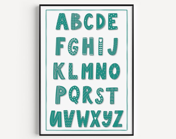 Alphabet Nursery Decor, Poster Print