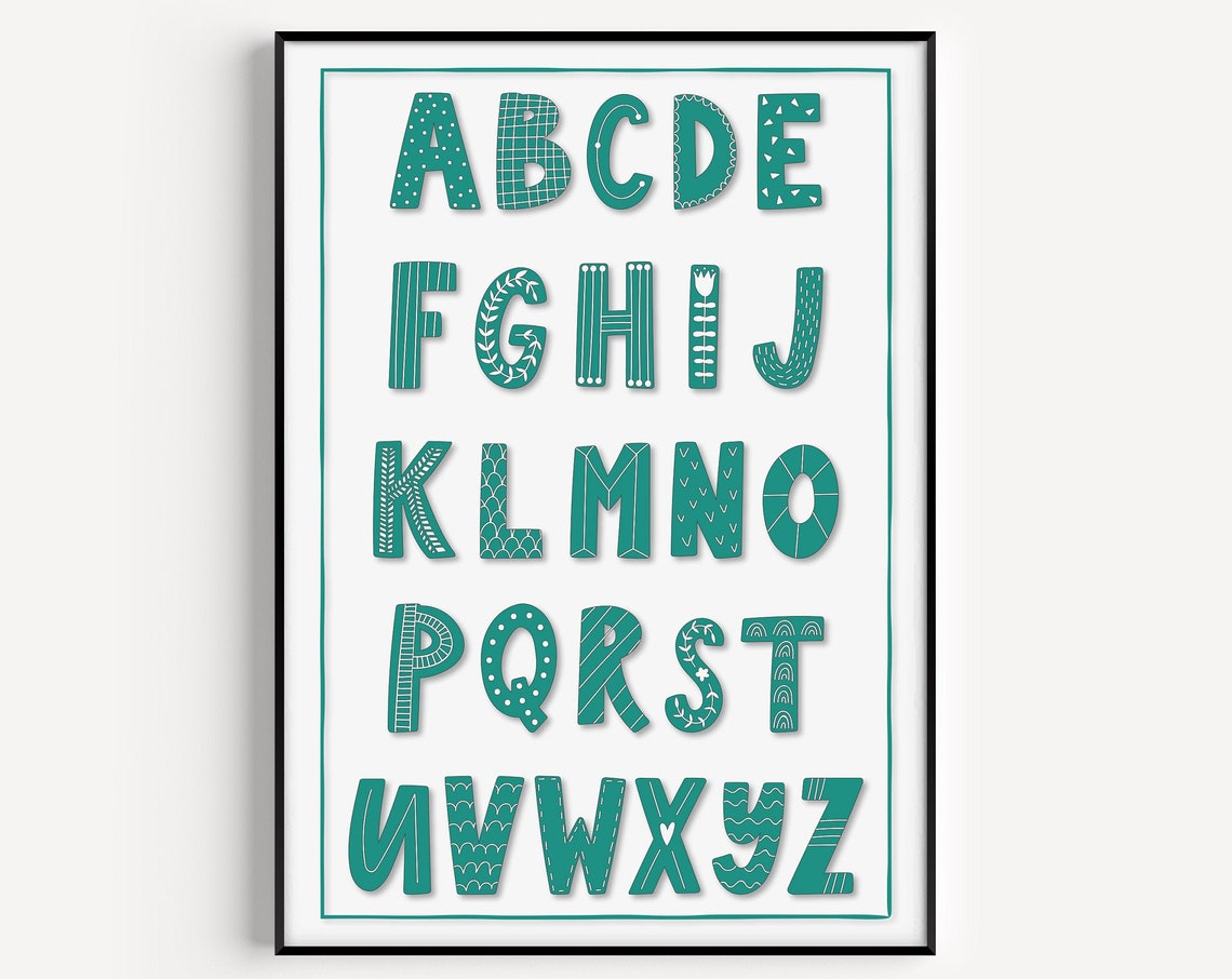 Alphabet Nursery Decor, Poster Print