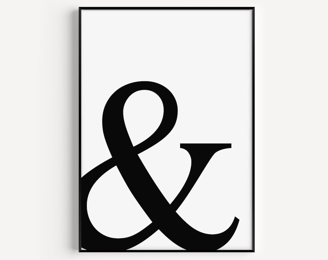 Black White Ampersand Minimalist Scandinavian Art Print