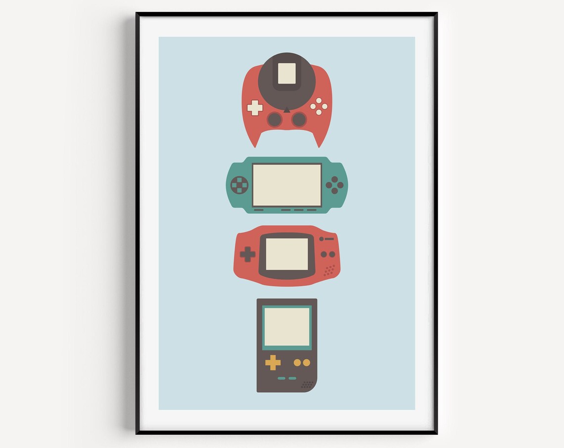 Gaming Minimalist Poster, Scandinavian Retro Art Print