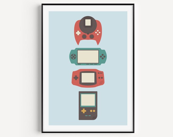 Gaming Minimalist Poster, Scandinavian Retro Art Print