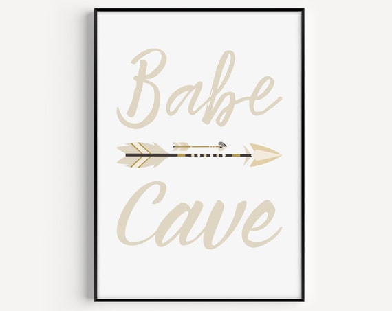 Nursery Wall Art Neutral Print Girls Babe Cave Prints Room