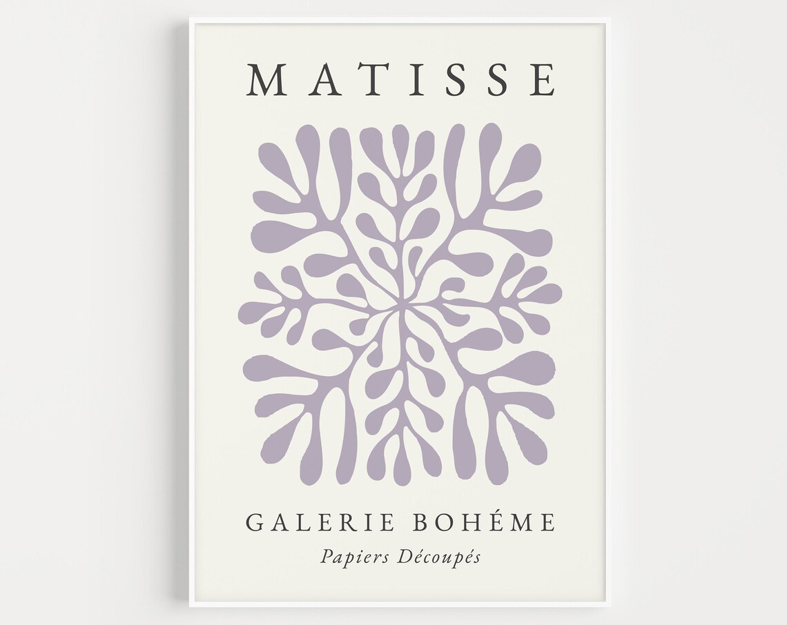 Matisse-Inspired Purple Boho Abstract Art Print