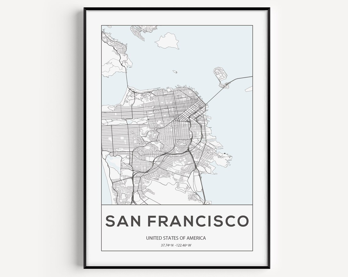 San Francisco Map Print Art Wall Prints Poster
