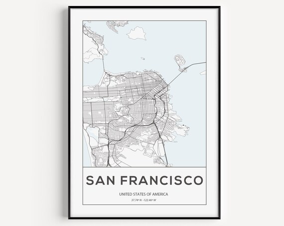 San Francisco Map Print Art Wall Prints Poster