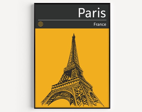 Paris Travel Poster, Modern Eiffel Tower Art Print