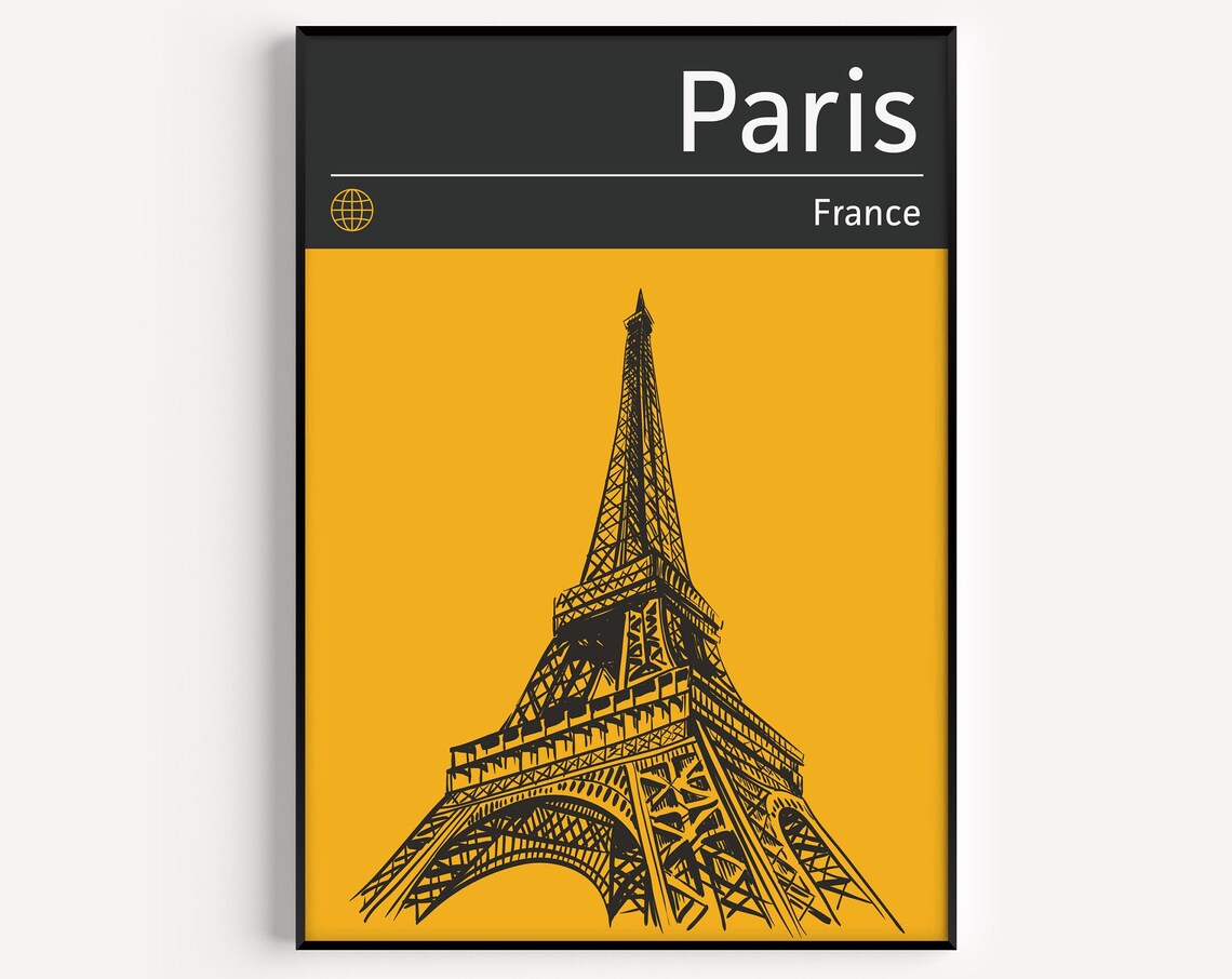 Paris Travel Poster, Modern Eiffel Tower Art Print