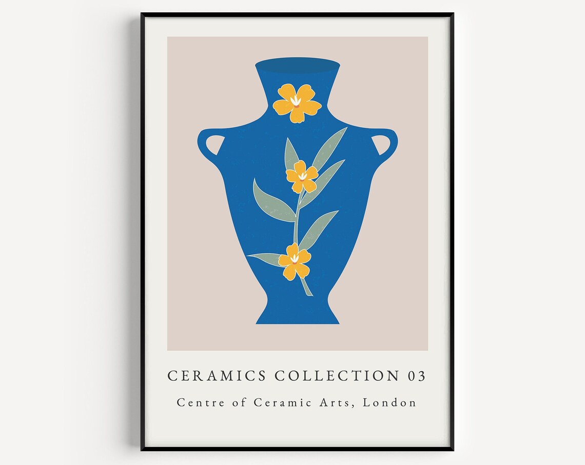 Blue Yellow Flower Vase Exhibition Poster