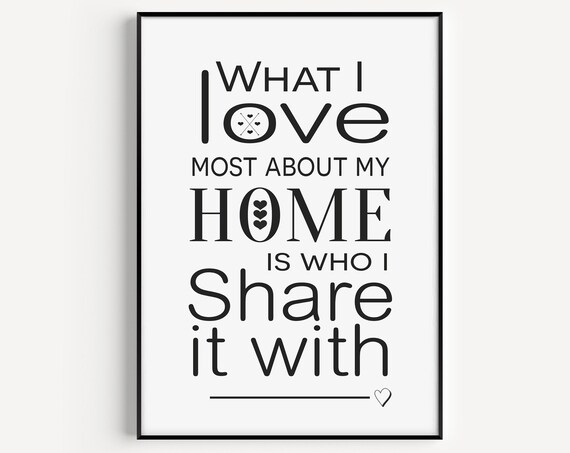 What I Love Most About My Home Family Quote Typography Poster