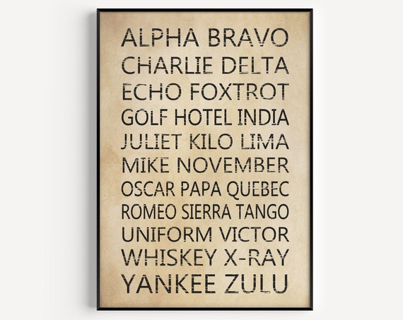 Phonetic Alphabet Poster Print, Minimalist Office Decor