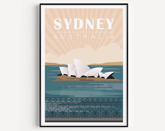Sydney Travel Poster, Minimalist Australia Art Print