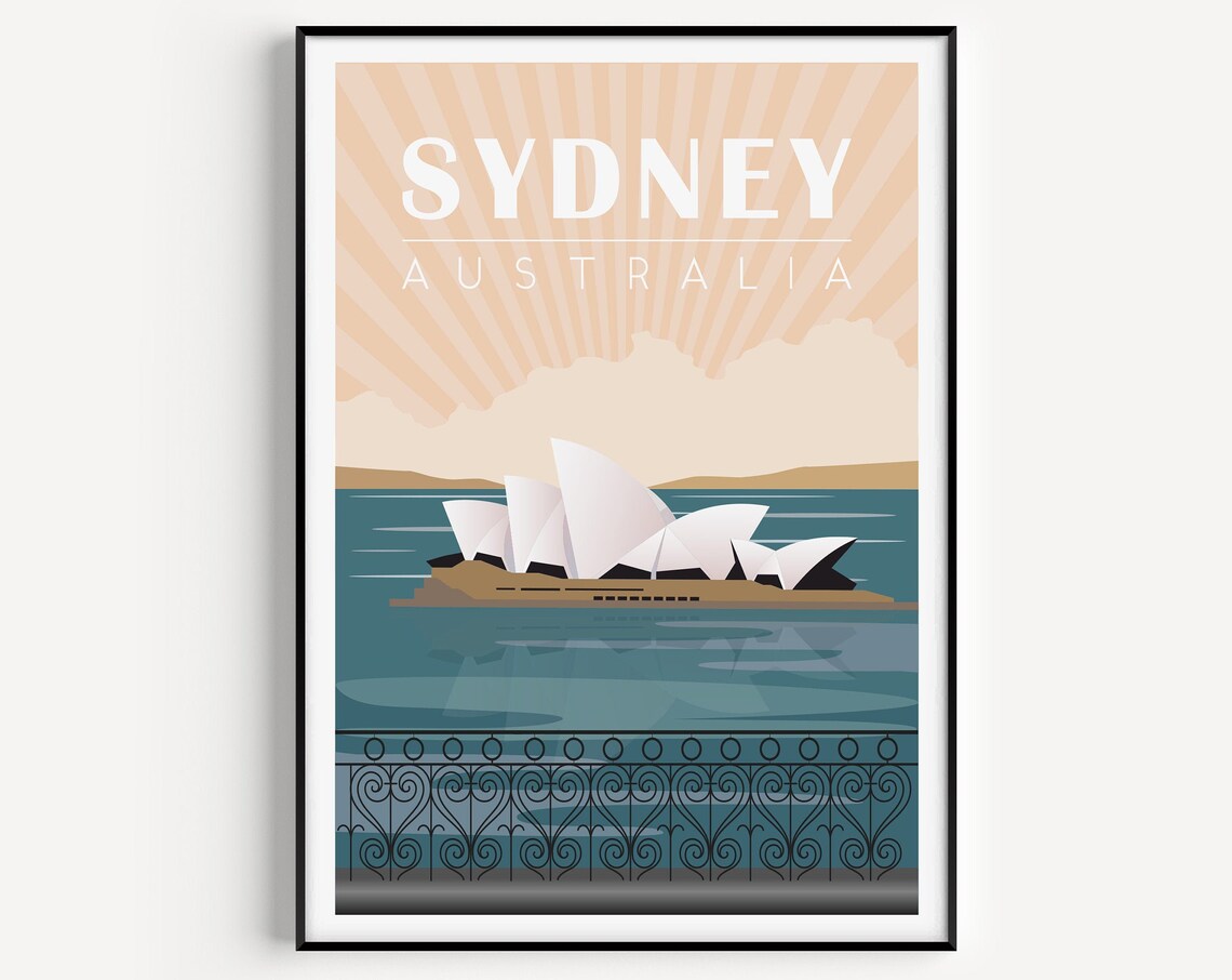 Sydney Travel Poster, Minimalist Australia Art Print