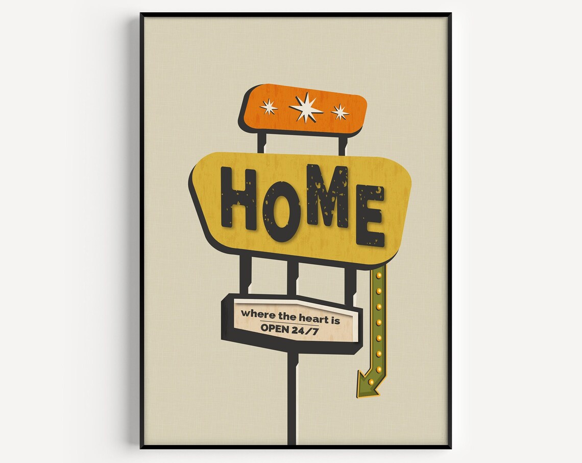 Home Print Art Print, Retro Mid-Century Modern