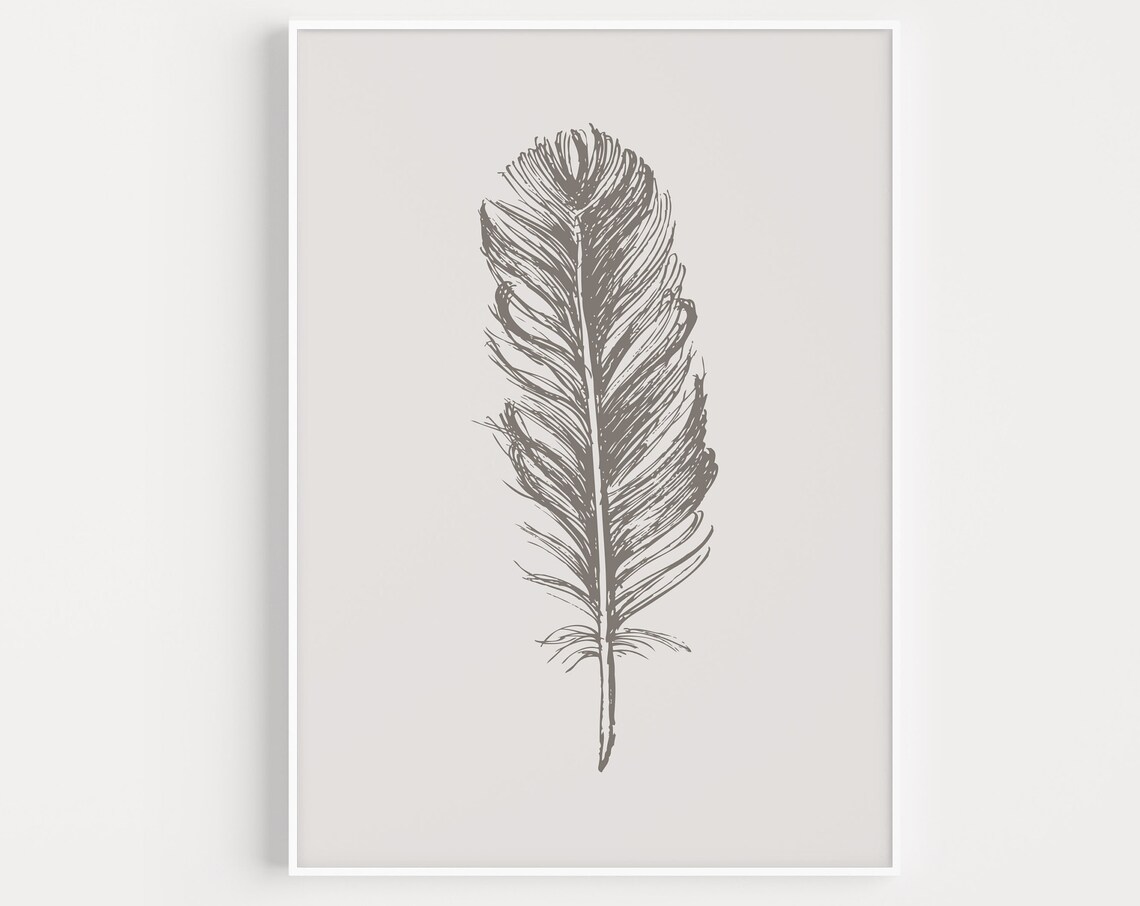 Feather Wall Art, Scandinavian Minimalist Art Print