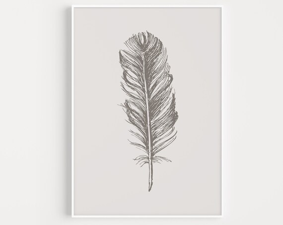 Feather Wall Art, Scandinavian Minimalist Art Print
