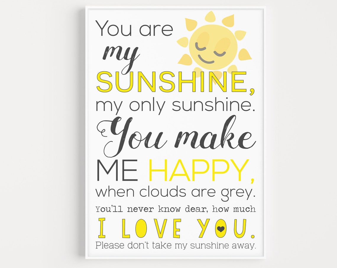 You Are My Sunshine Wall Art Print