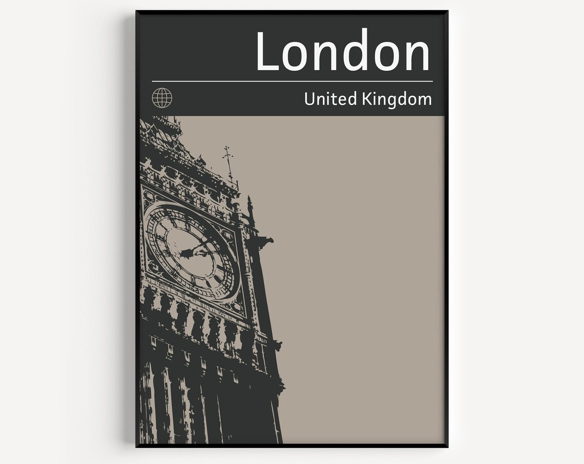 London Big Ben Clock Tower United Kingdom Minimalist Sketch Poster