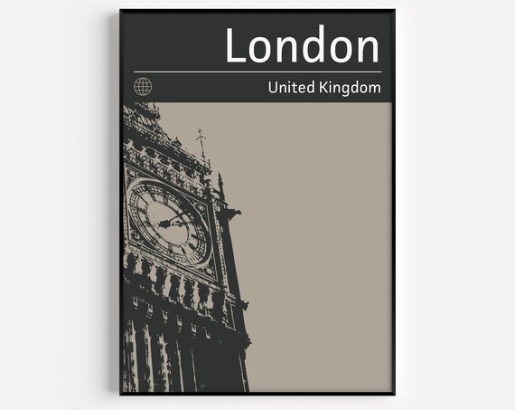 London Big Ben Clock Tower United Kingdom Minimalist Sketch Poster