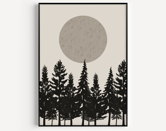 Tree Art Print, Minimalist Forest Scandi Decor