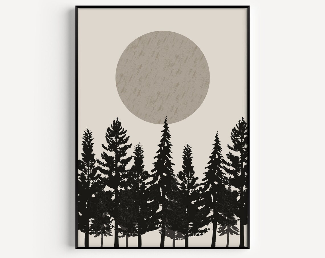 Tree Art Print, Minimalist Forest Scandi Decor