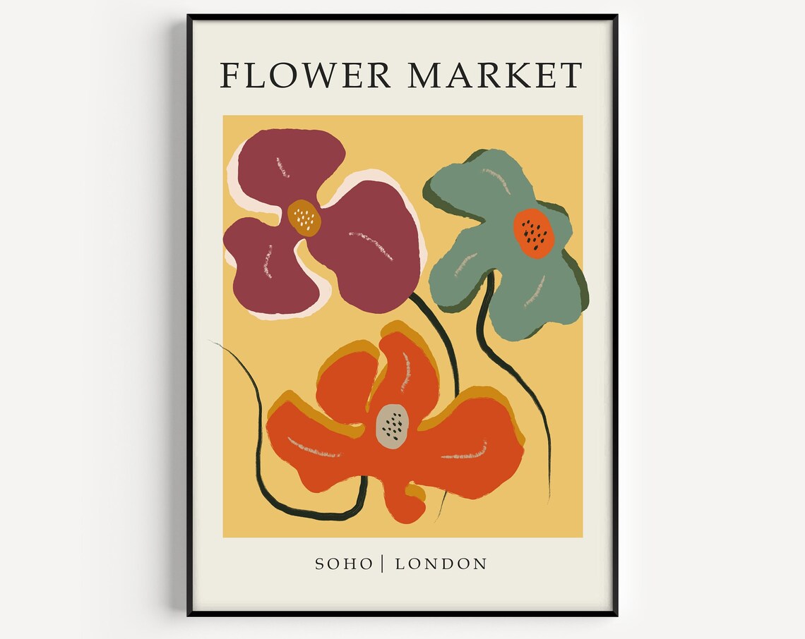 Flower Market Soho London Abstract Blooms Artwork Style Poster