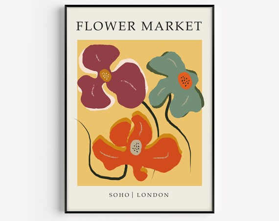 Flower Market Soho London Abstract Blooms Artwork Style Poster