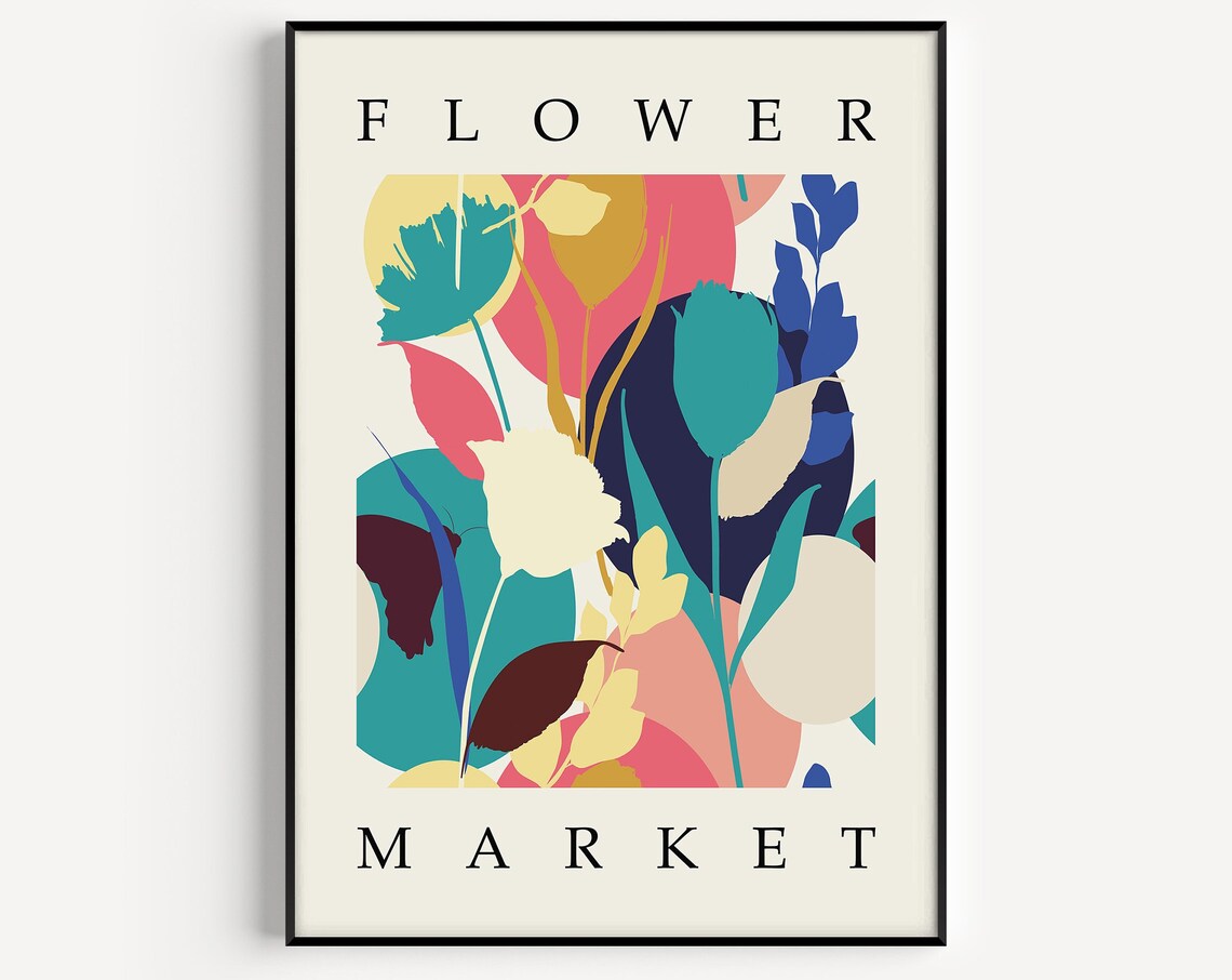 Flower Market Print, Minimalist Floral Wall Art