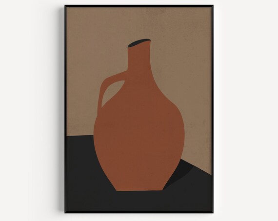 Minimalist Print Vase Orange Wall Art Ceramic Gallery Museum Abstract Exhibition Poster