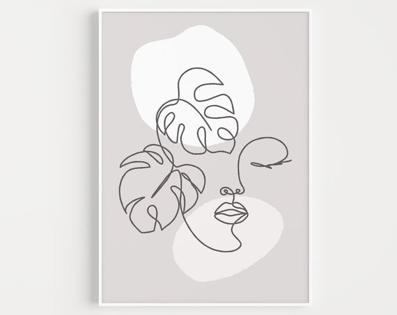 Face Line Print, Abstract Scandi Art Print
