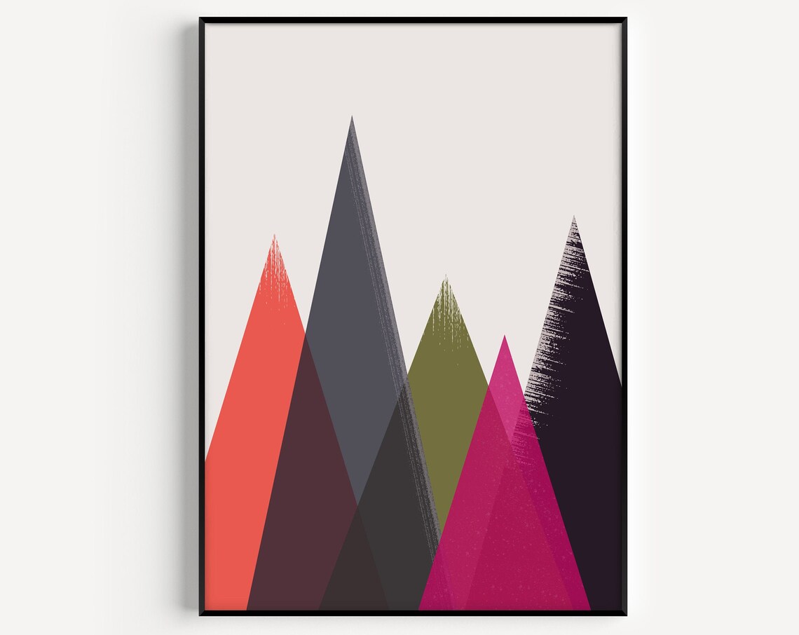 Scandinavian Geometric Mountain Art Print