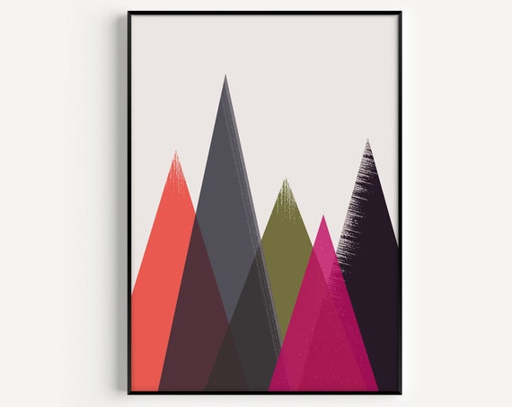 Scandinavian Geometric Mountain Art Print
