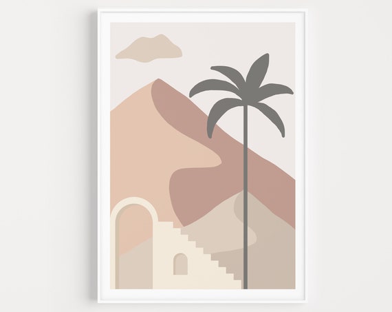 Wall Art Print Minimalist Landscape Prints Palm Tree Scandinavian