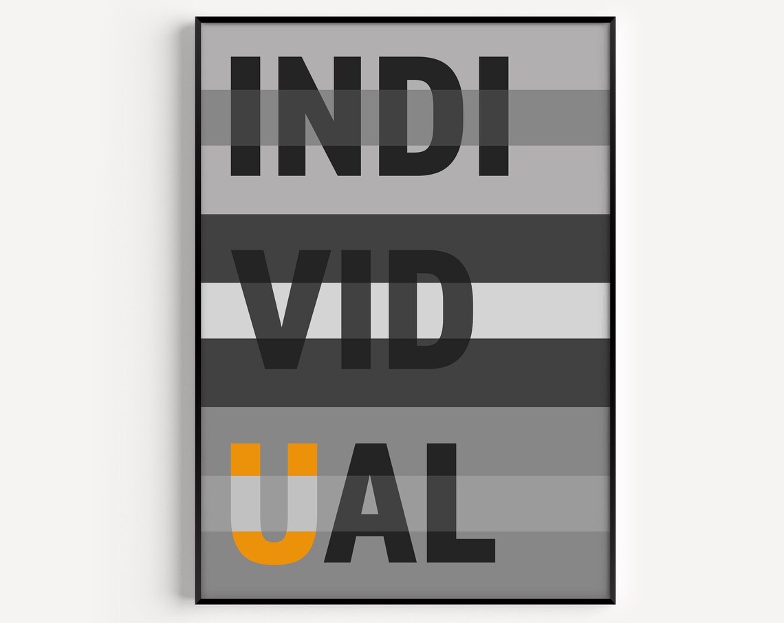 Grey Typography Poster, Modern Minimalist Art Print
