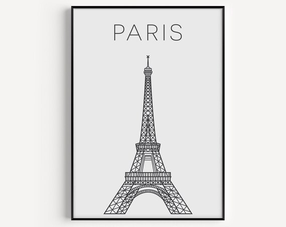 Paris Minimalist Black and White Travel Poster