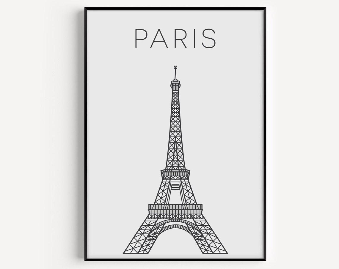 Paris Minimalist Black and White Travel Poster