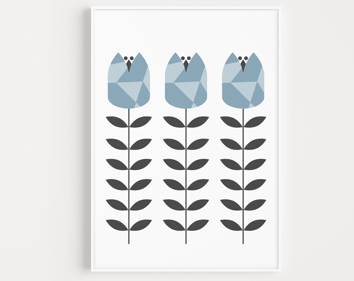 Folk Flower Minimalist Scandinavian Art Print