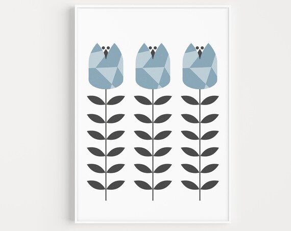 Folk Flower Minimalist Scandinavian Art Print