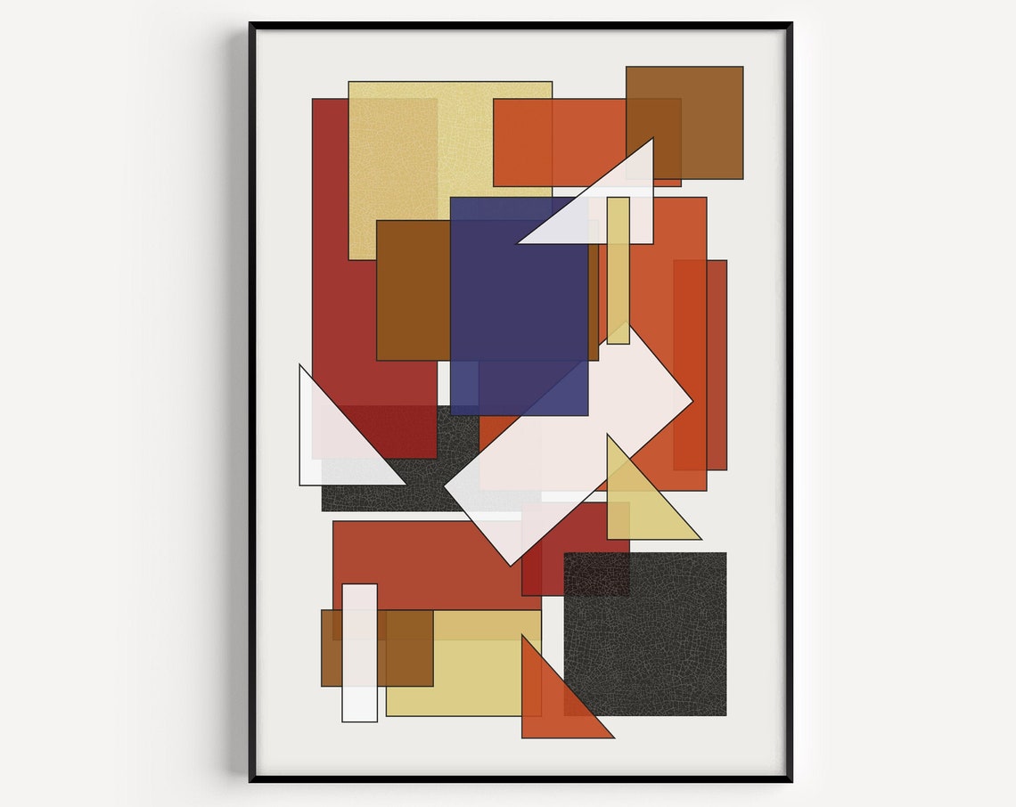Mid Century Modern Geometric Abstract Warm Earth Tones Poster