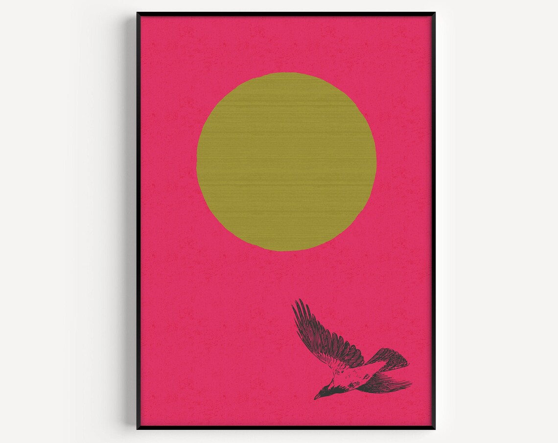 Pink Bird Scandinavian Minimalist Art Print