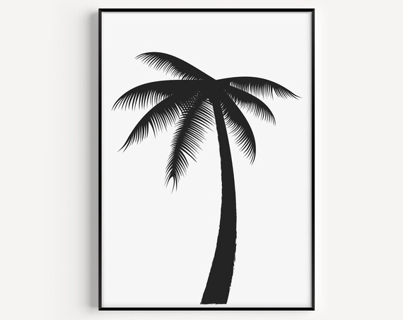 Black Palm Tree Silhouette Minimalist Tropical Botanical Print