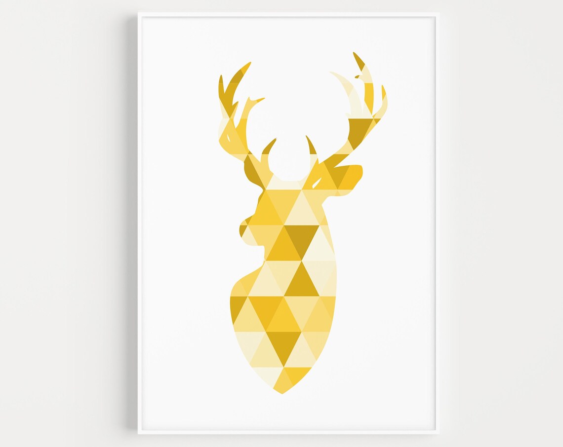 Stag Ochre Minimalist Art Print