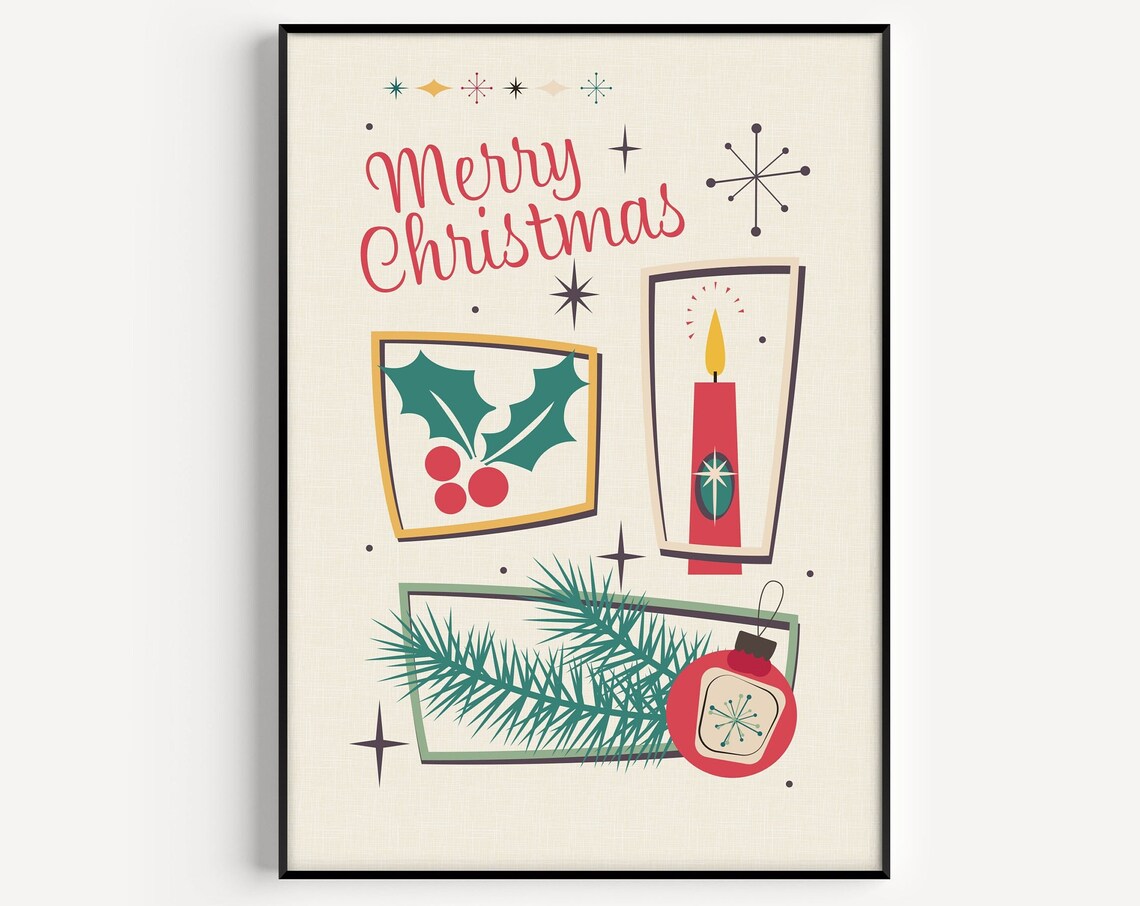 Christmas Prints Mid Century Modern Art Print
