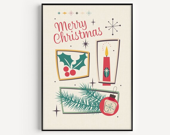 Christmas Prints Mid Century Modern Art Print